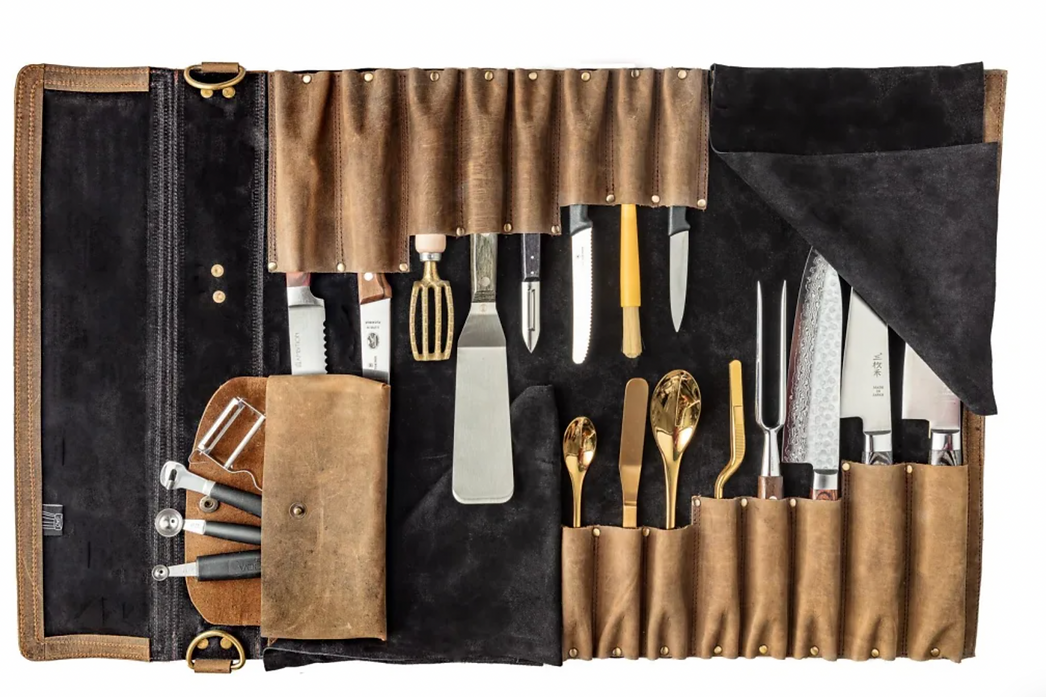 Leather Knife Roll Sunshine